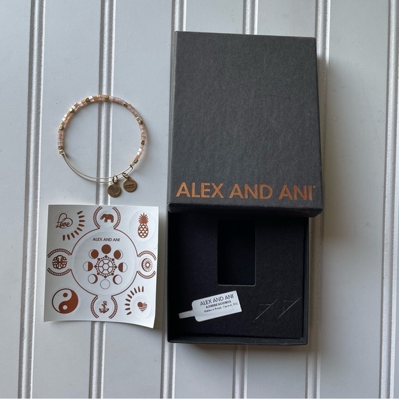 Alex and Ani Bracelet Bangles Set of 2 Graduate 2020 Pink Beads Energy Gold - Picture 6 of 10